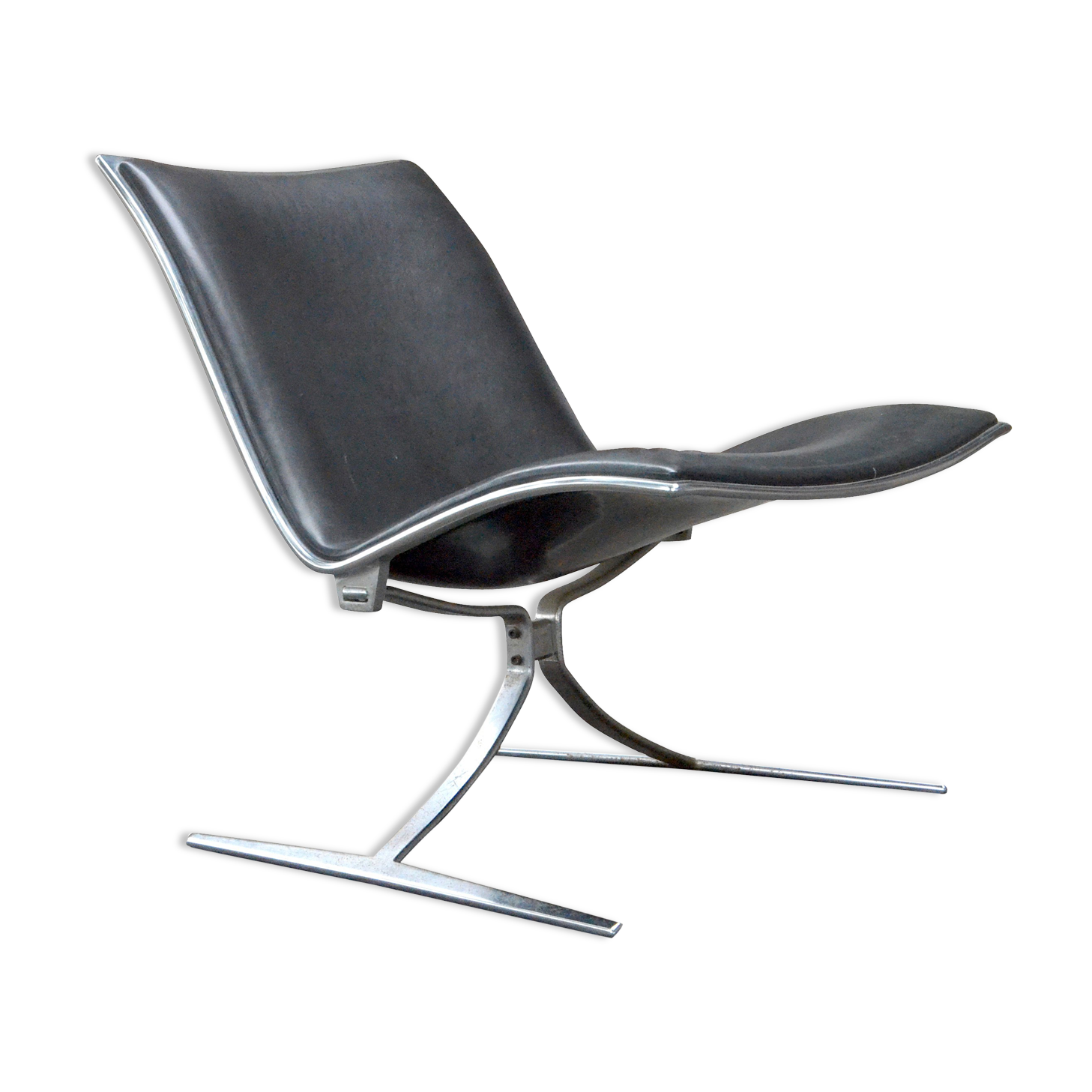 Armchair "Skater" by Jorgen Kastholm for KILL black leather 1st edition