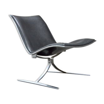 Armchair "Skater" by Jorgen Kastholm for KILL black leather 1st edition
