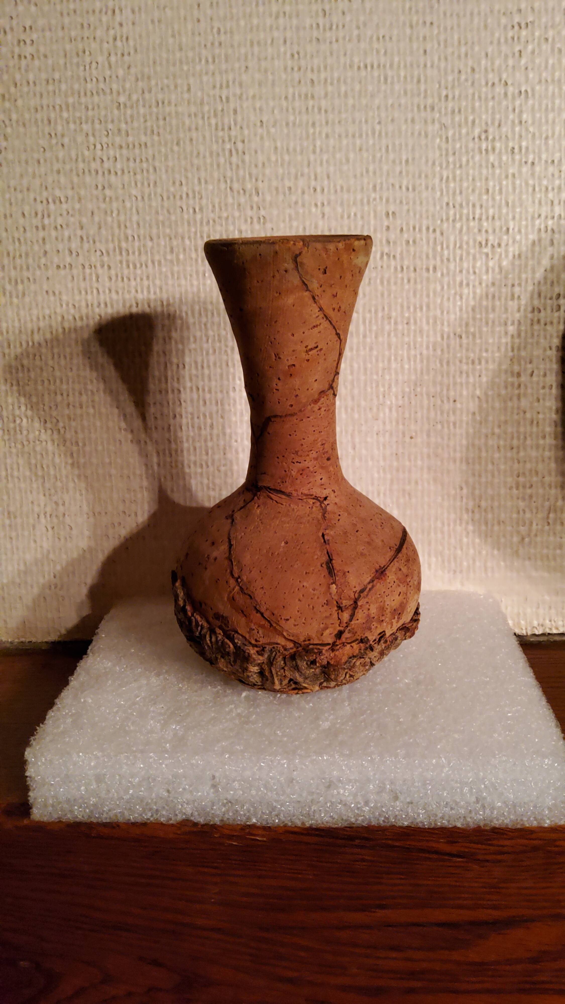 Terracotta vase covered with cork from the 70s