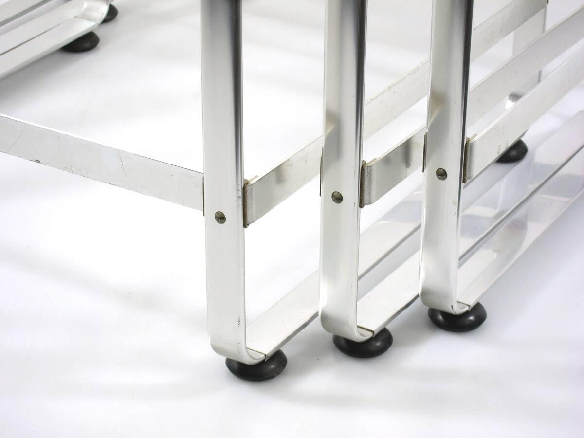 3 Seventies aluminium glass nesting tables