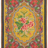 Kilim jaune moldave vintage fait à la main 198 cm x 295 cm - 23443
