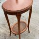 Louis XV oval pedestal table carved in solid cherry wood with cane bedside table