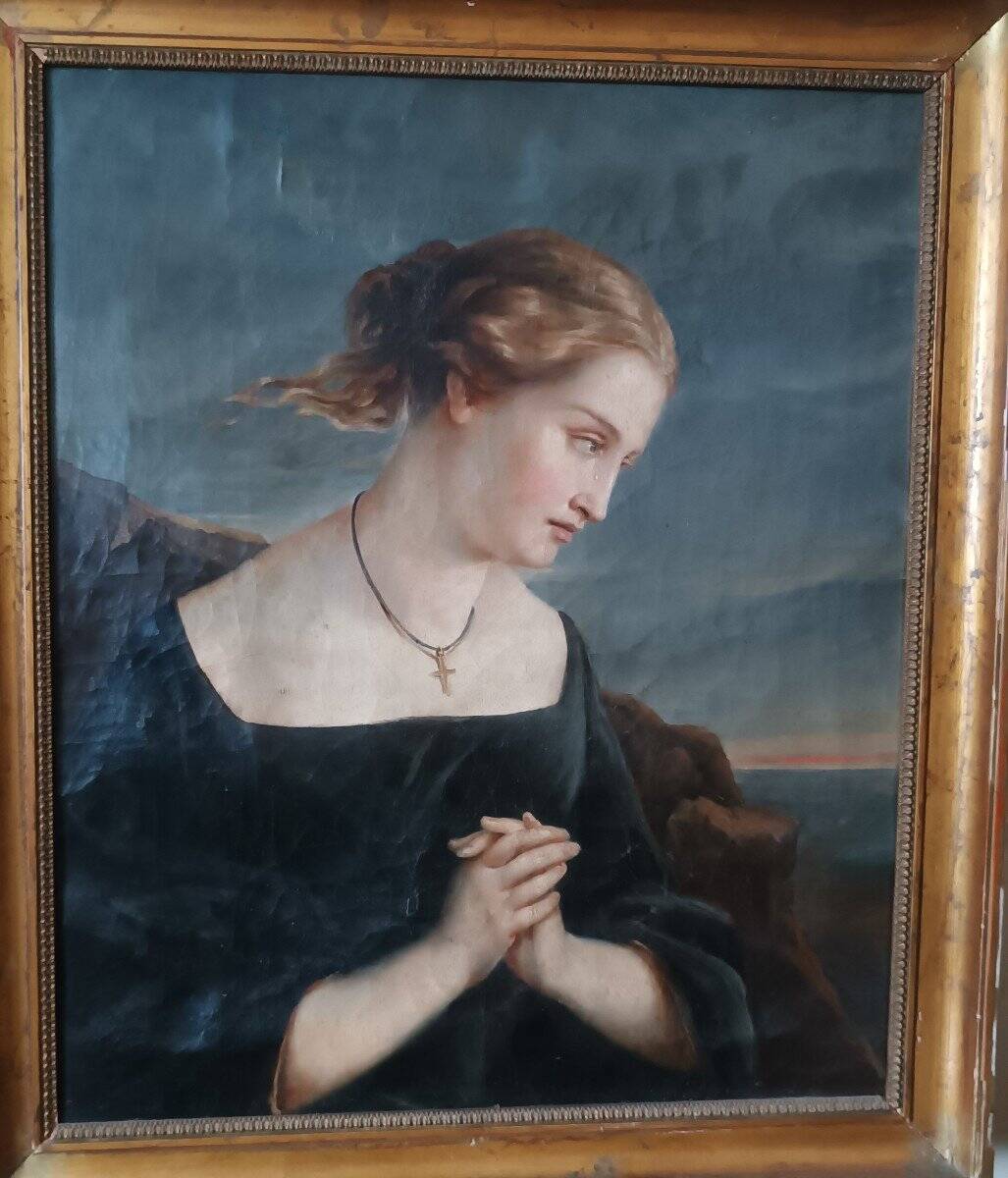 Tableau Ancien Portrait Féminin Du 19ème Siècle