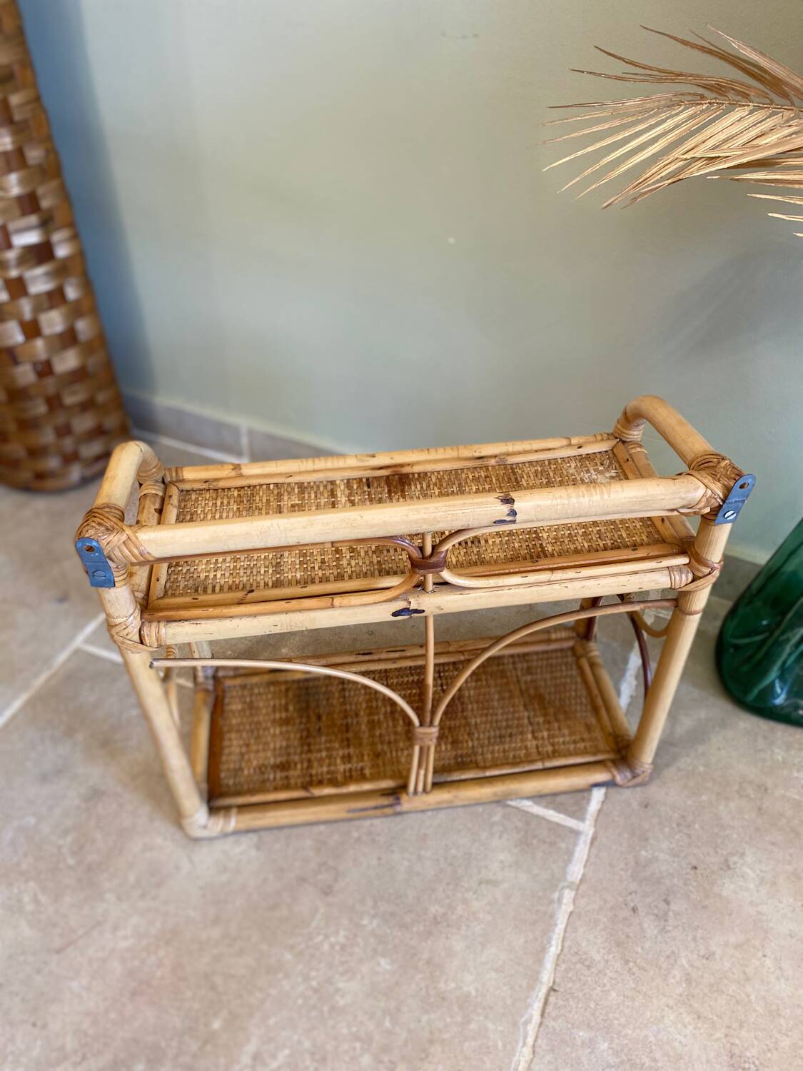 Vintage rattan shelf