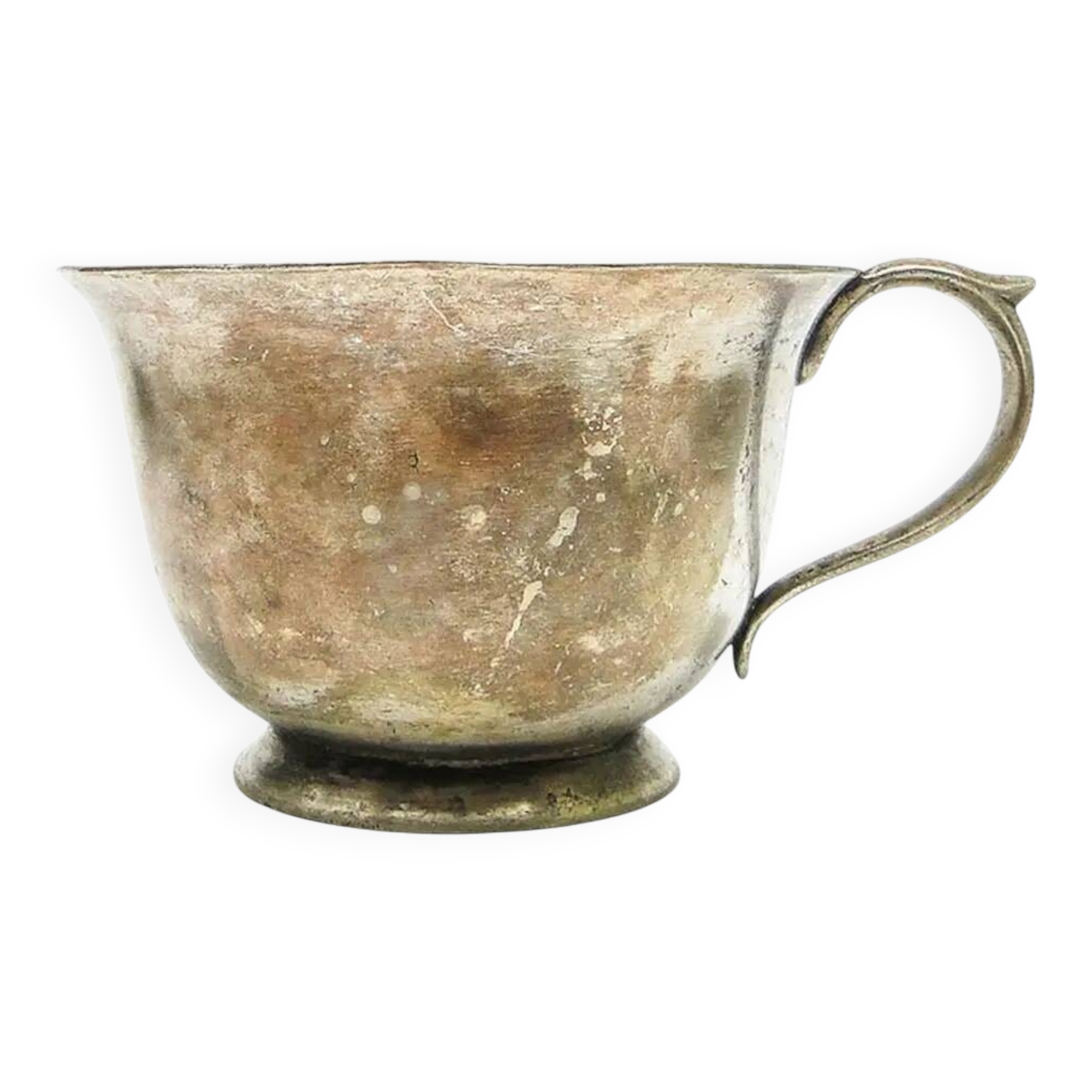 Art Deco bouillon cup, silver-plated brass, Norblin, Poland, 1930s