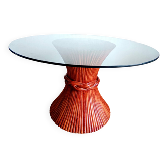 Maugrion Roche Bobois prestige rattan table 1980