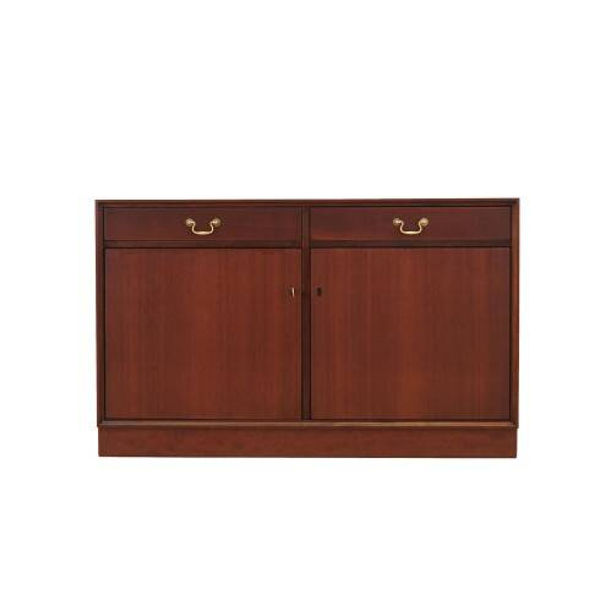 Danish mahogany veneered cabinet with drawers and lockable doors, 1970s