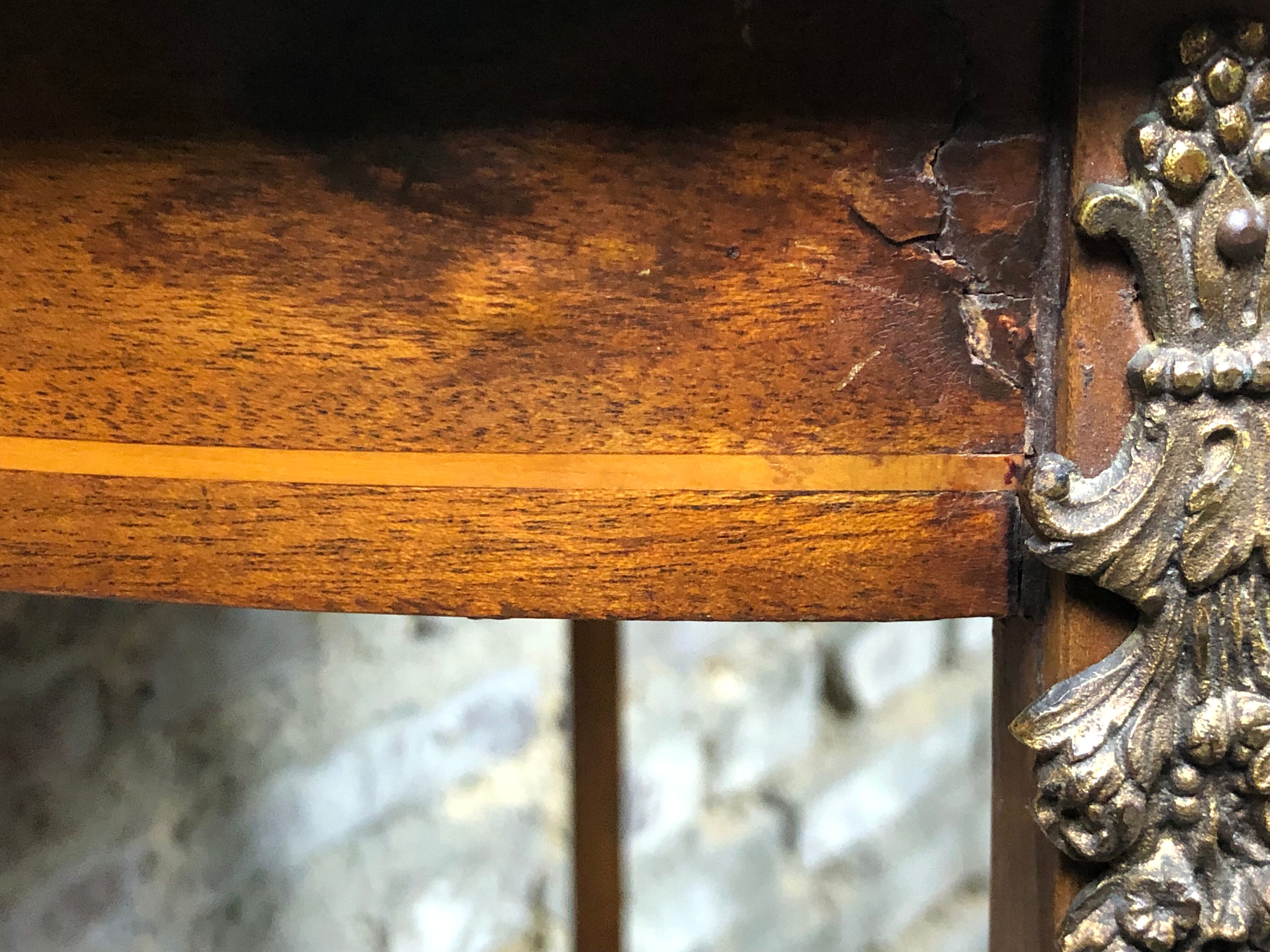 Louis XVI style side table in rosewood veneer decorated bronze