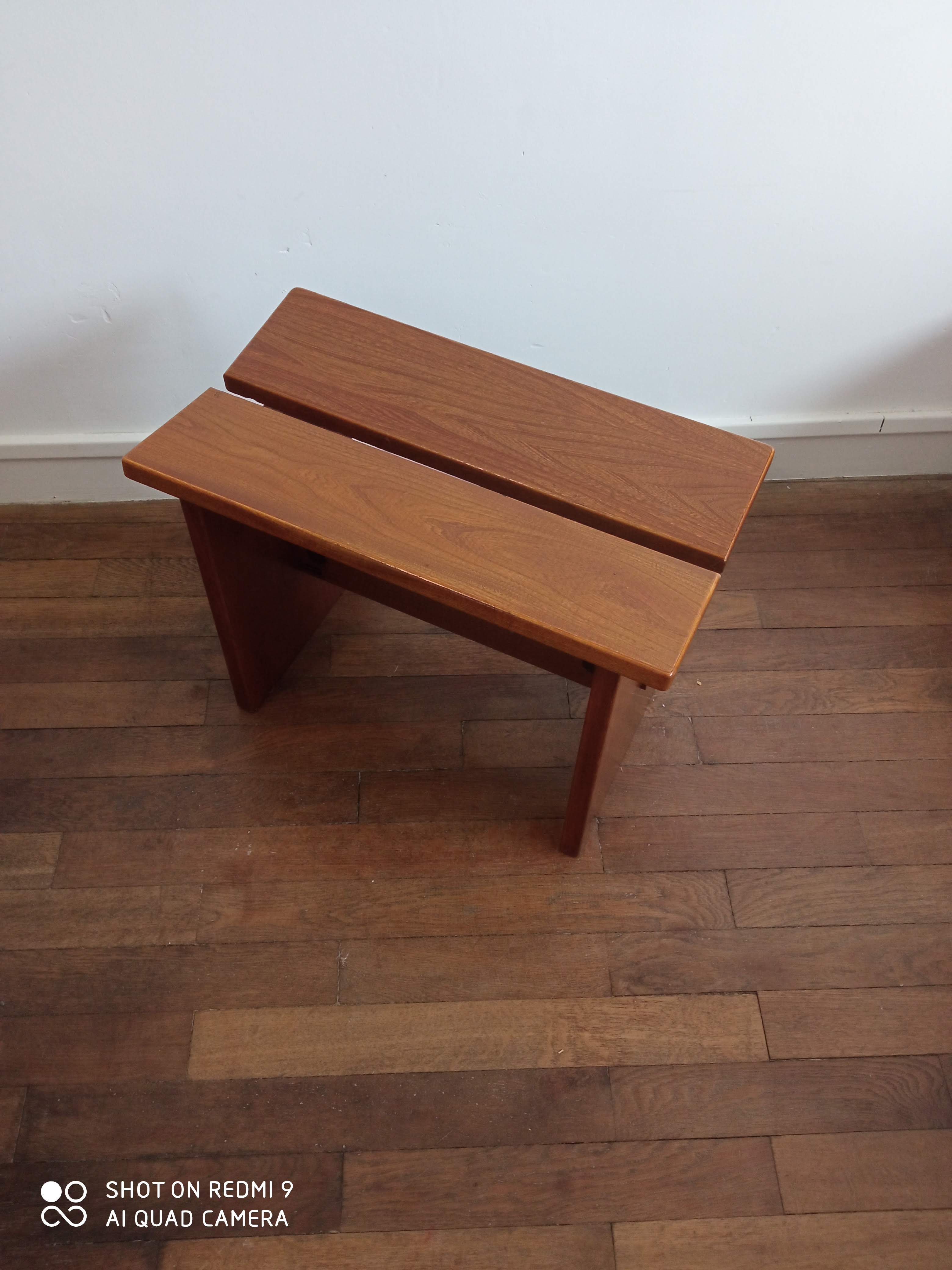 Gustave Gautier 1960 massive elm butterfly butterfly tabouret