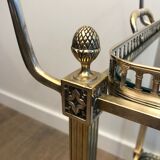 Table de style néo classique en métal argenté et doré et verre