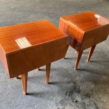 Paire de tables de chevet style scandinave en teck vernis
