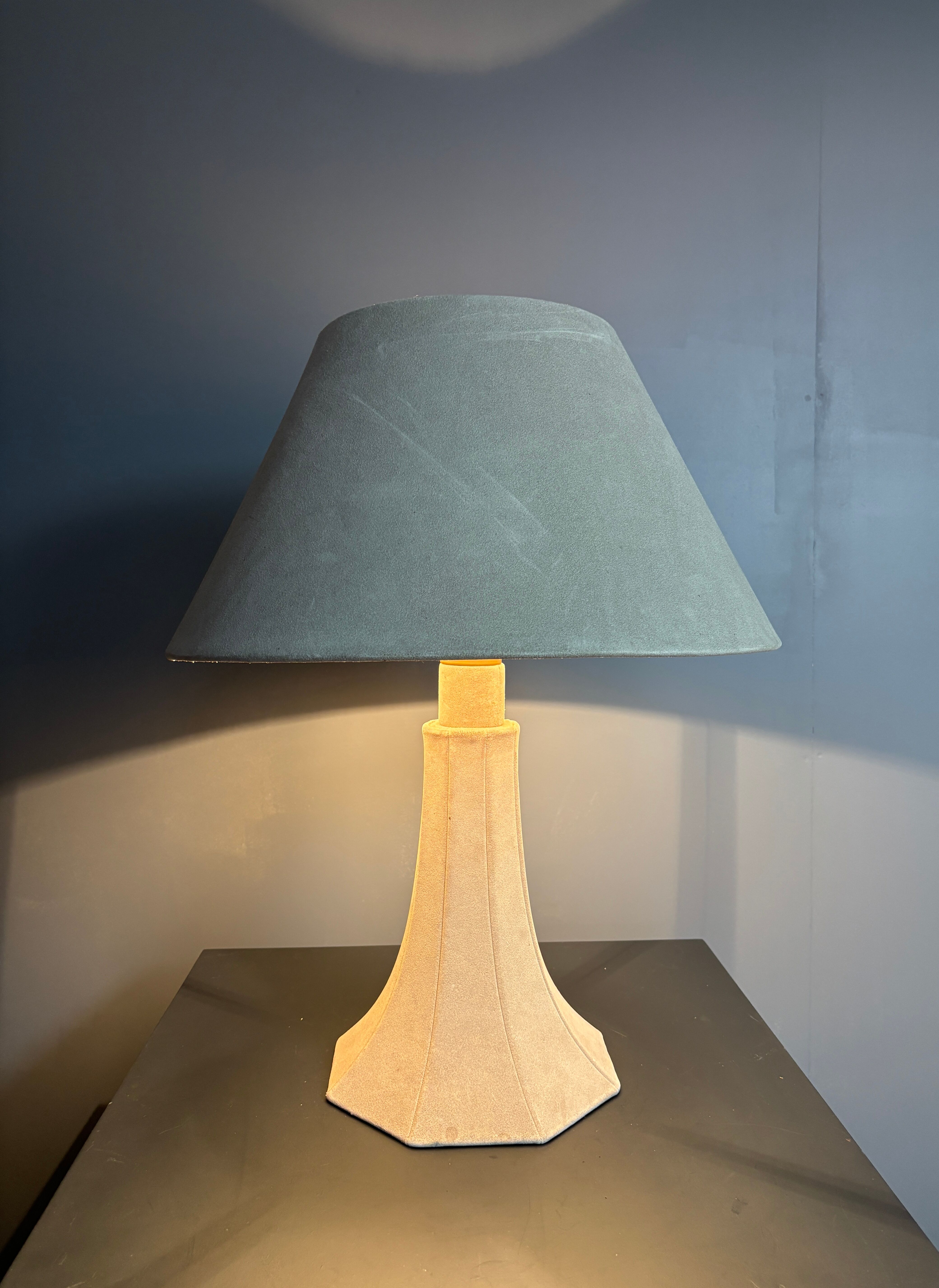 Midcentury suede leather large mushroom table lamp, 1960s-1970s