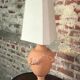 Terracotta lamp decorated with fruit crown