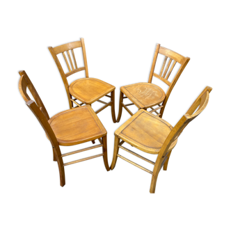 Suite of 4 chairs bistro curved wood Luterma