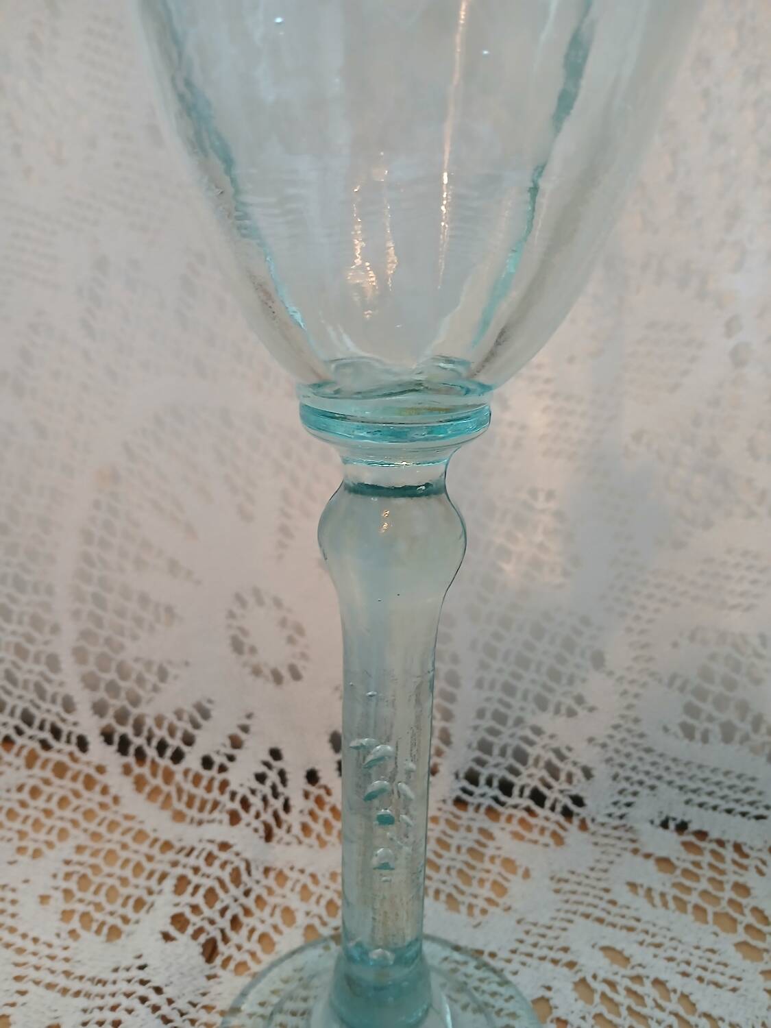 Glass tulip candle holder on stand