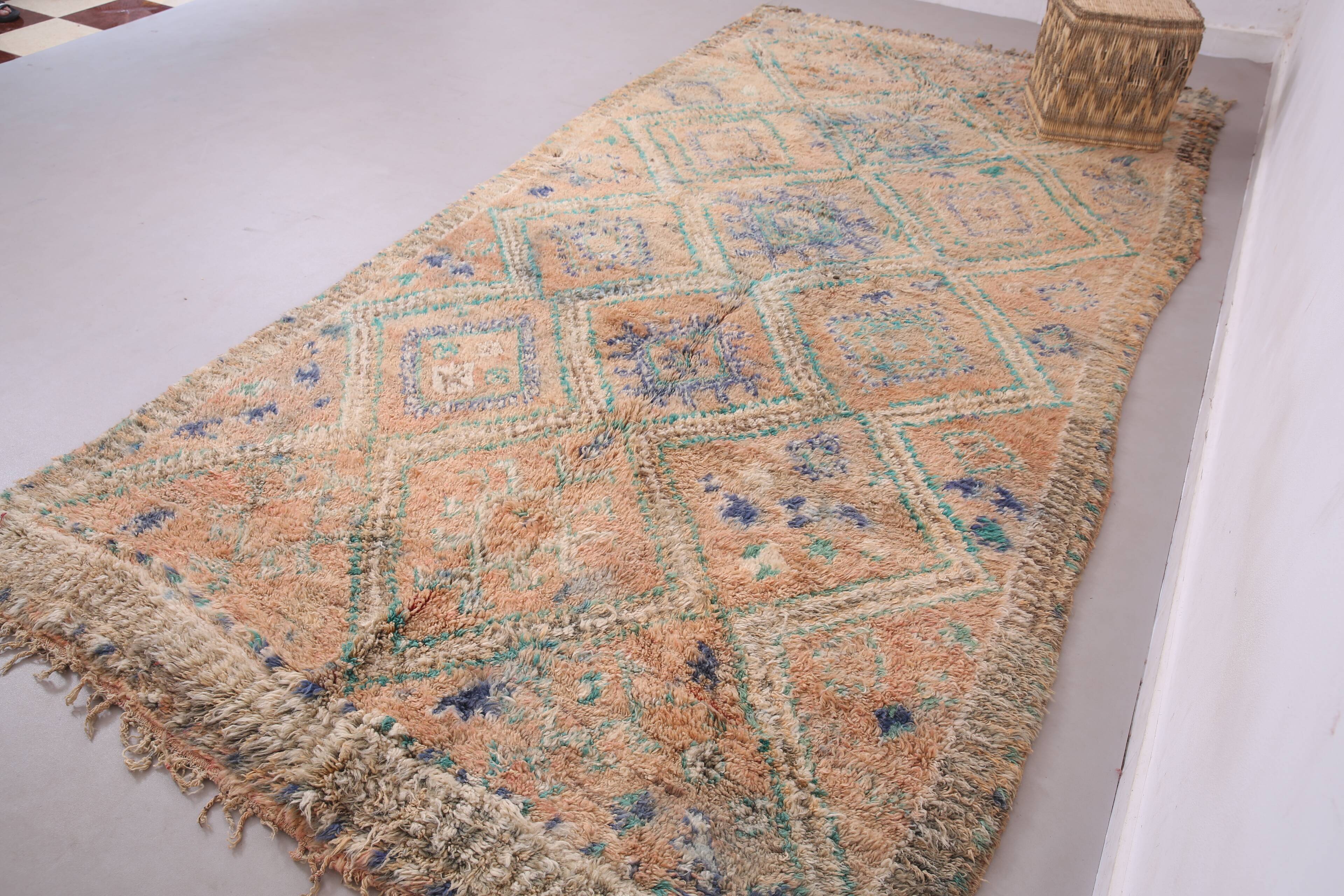 Peach Vintage Moroccan Rug 183 x 357 cm - Berber Wool Rug - Handmade Rug