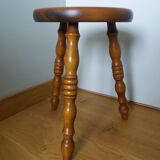 Turned wooden tripod stool