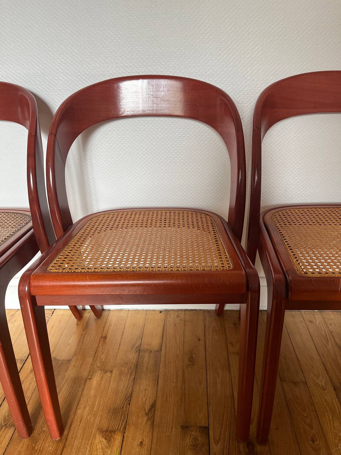 Set of 4 Baumann caned gondola chairs
