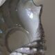 Large iridescent barbotine shell bowl, Italy vintage