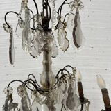 Louis XV style chandelier with pendants and colored glass fruits, 20th century