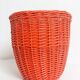 Bohemian Mid-Century Coral Red Wicker Basket, France, circa 1960s
