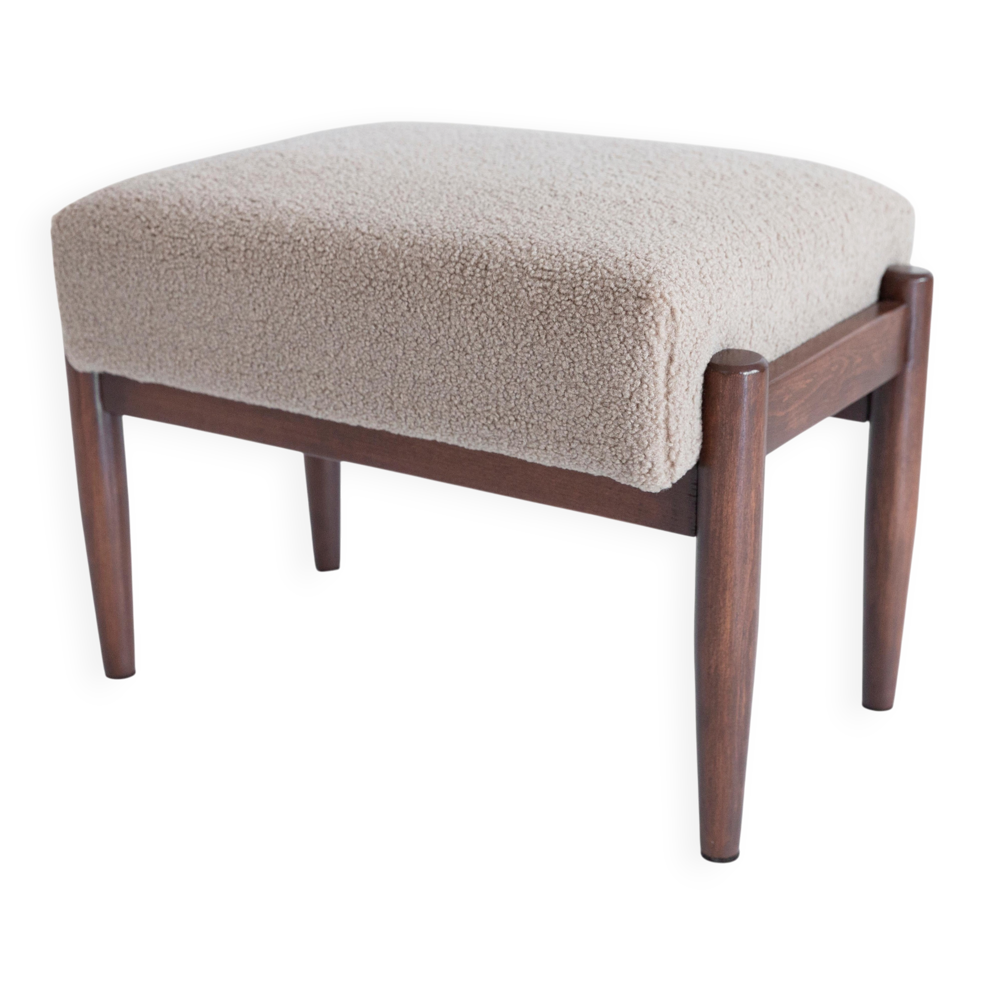 Vintage camel bouclé stool mid-century, Edmund Homa, 1960s