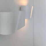 Pair of wall lights in matt white metal and perspex, Holland 1980