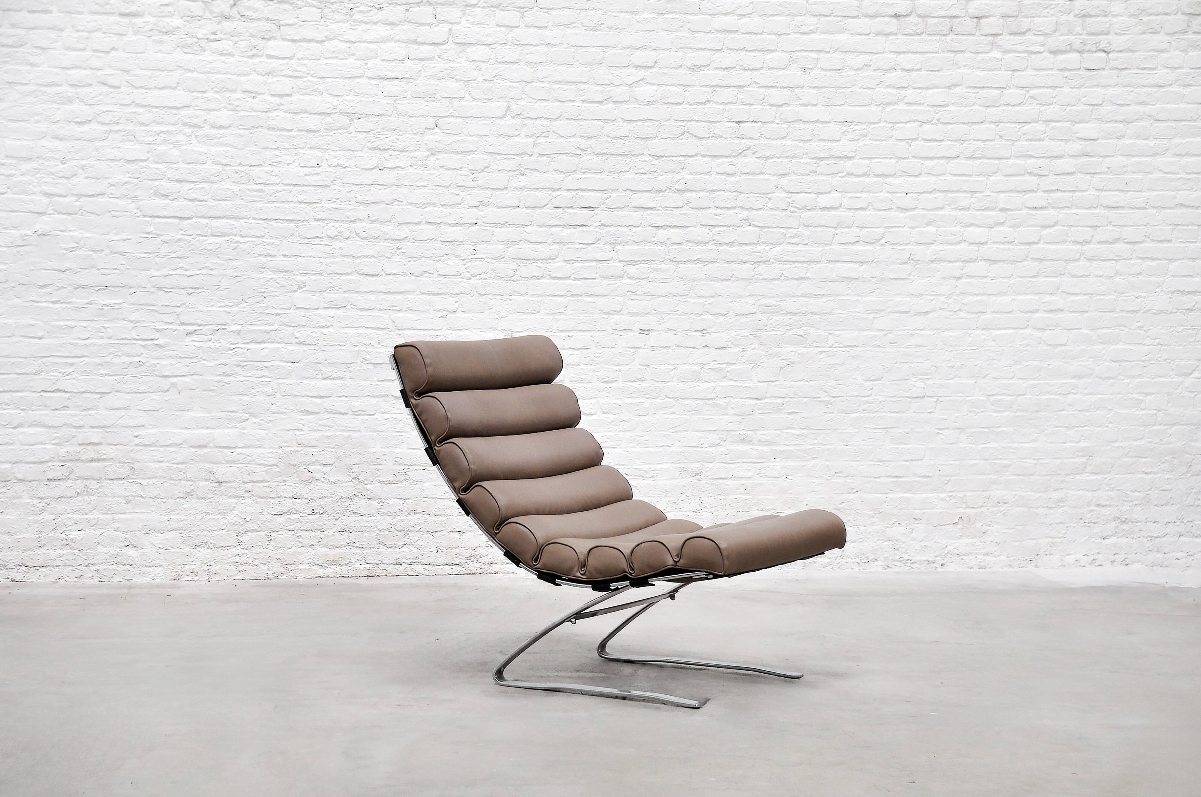 Space Age Leather Cantilever Lounge Chair, 1960's