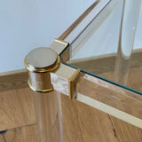 Bedside table, end table in plexiglass and glass, 1970