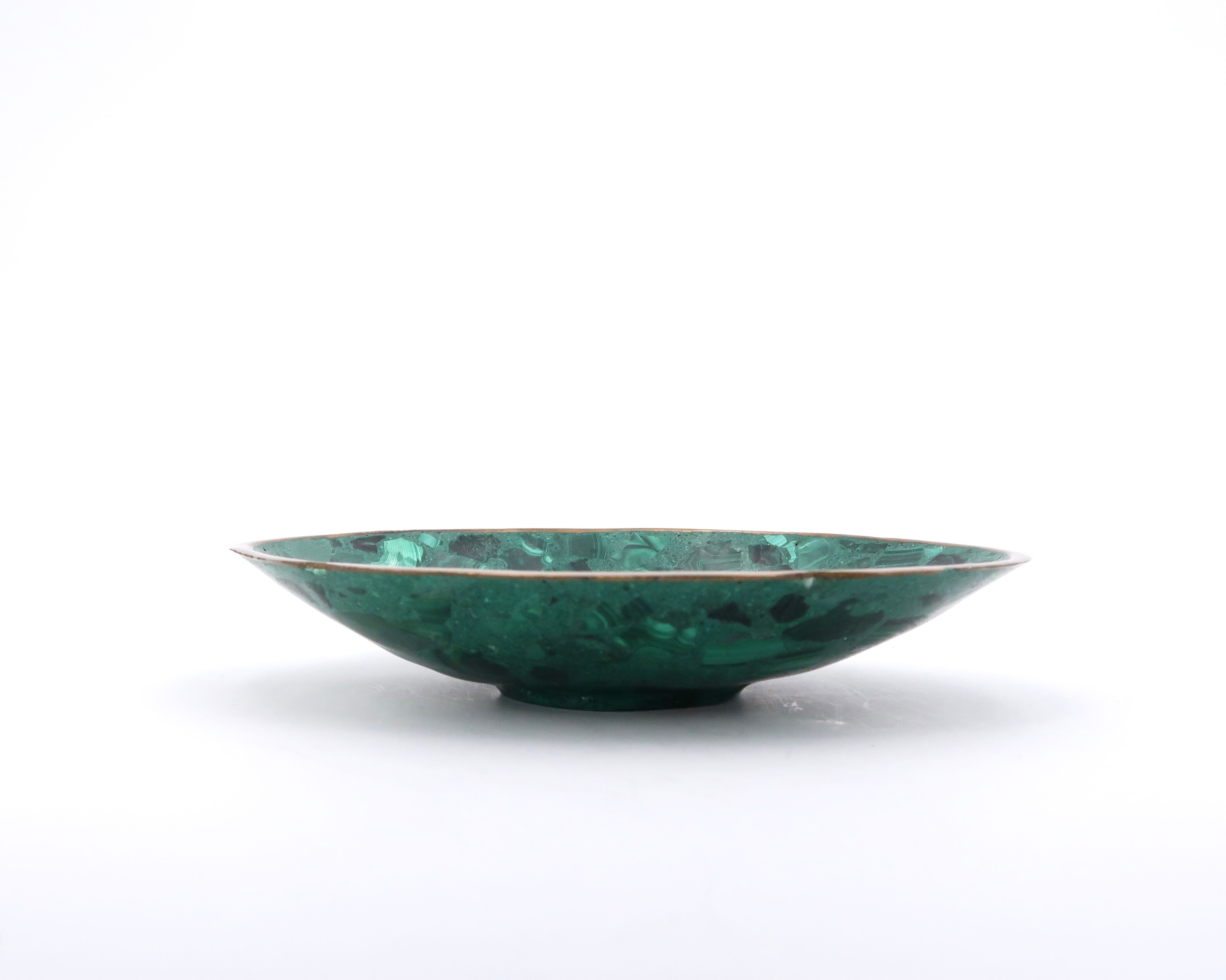 Vide poche en malachite et laiton, années 60