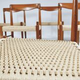 6 wood and rope chairs by Henry Klein for Bramin, 1960s