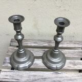 Pair of tin candle holders