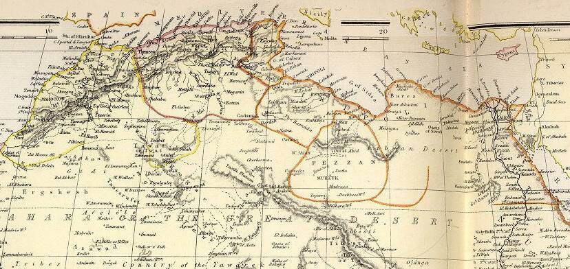 Antique map of Africa, Mauritius. Bourbon (Reunion) circa 1882, Blackie and Sons, Londn=on