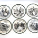 Set of 6 old talking plates iron land HB Cie les bains de mer