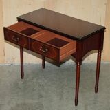 Small console with two drawers in hardwood finish.