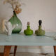 Paire de pieds de lampe vintage vert