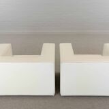 Pair of vintage Throw Away Armchairs by Willie Landels for Zanotta, white Vinyl