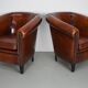 Vintage Dutch Cognac Leather Club Chairs, Set of 2