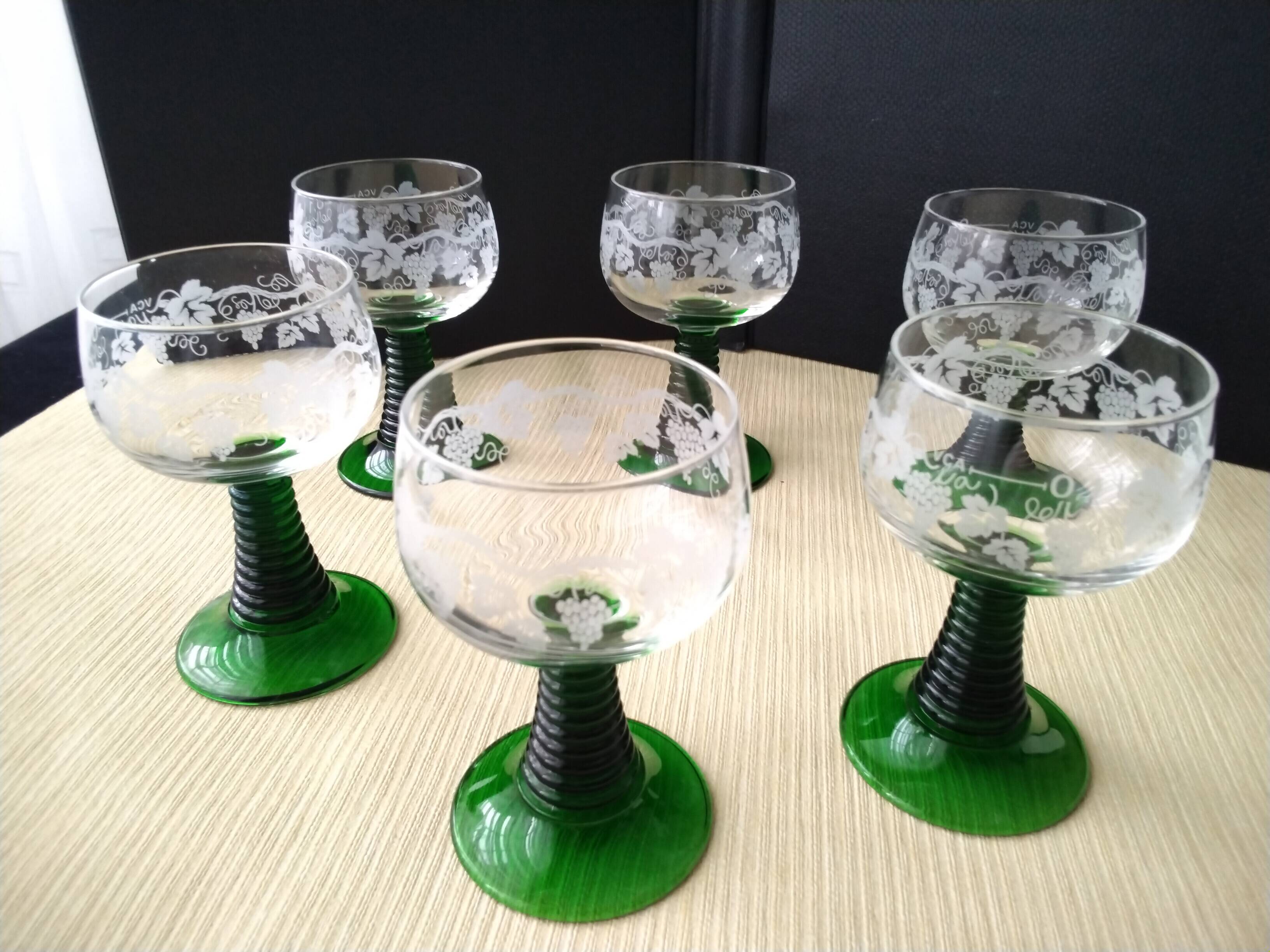 6 luminarc alsace white wine glasses screen-printed decoration of arisin clusters