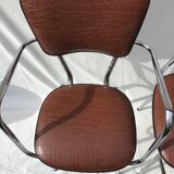 2 fauteuils cuisine métal chromé skaï marron 60’s