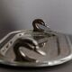 1960s vintage silver-plated oval tray with swan head handles.