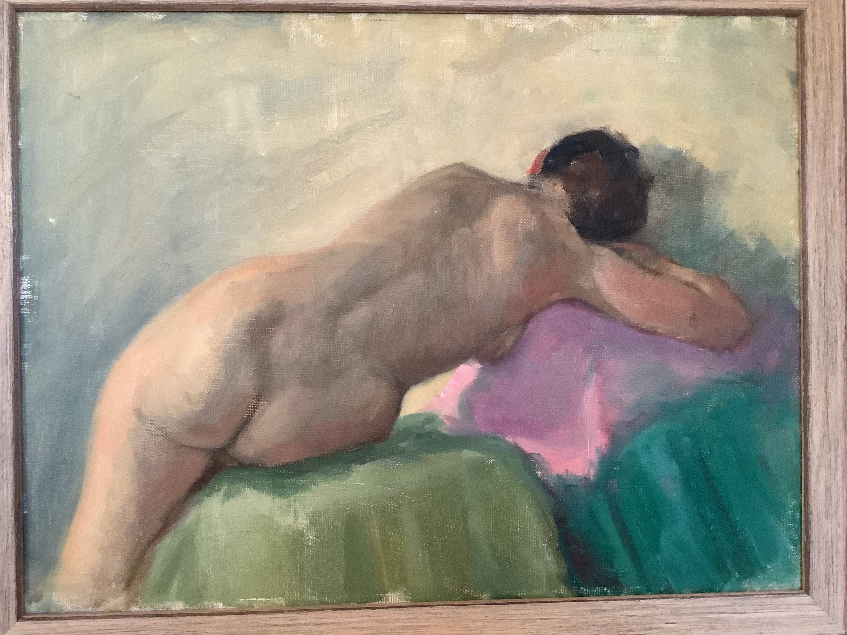 Nude woman lying down, oil on canvas.