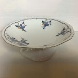 Ancien plat pied douche liseré argenté fleurs myosotis