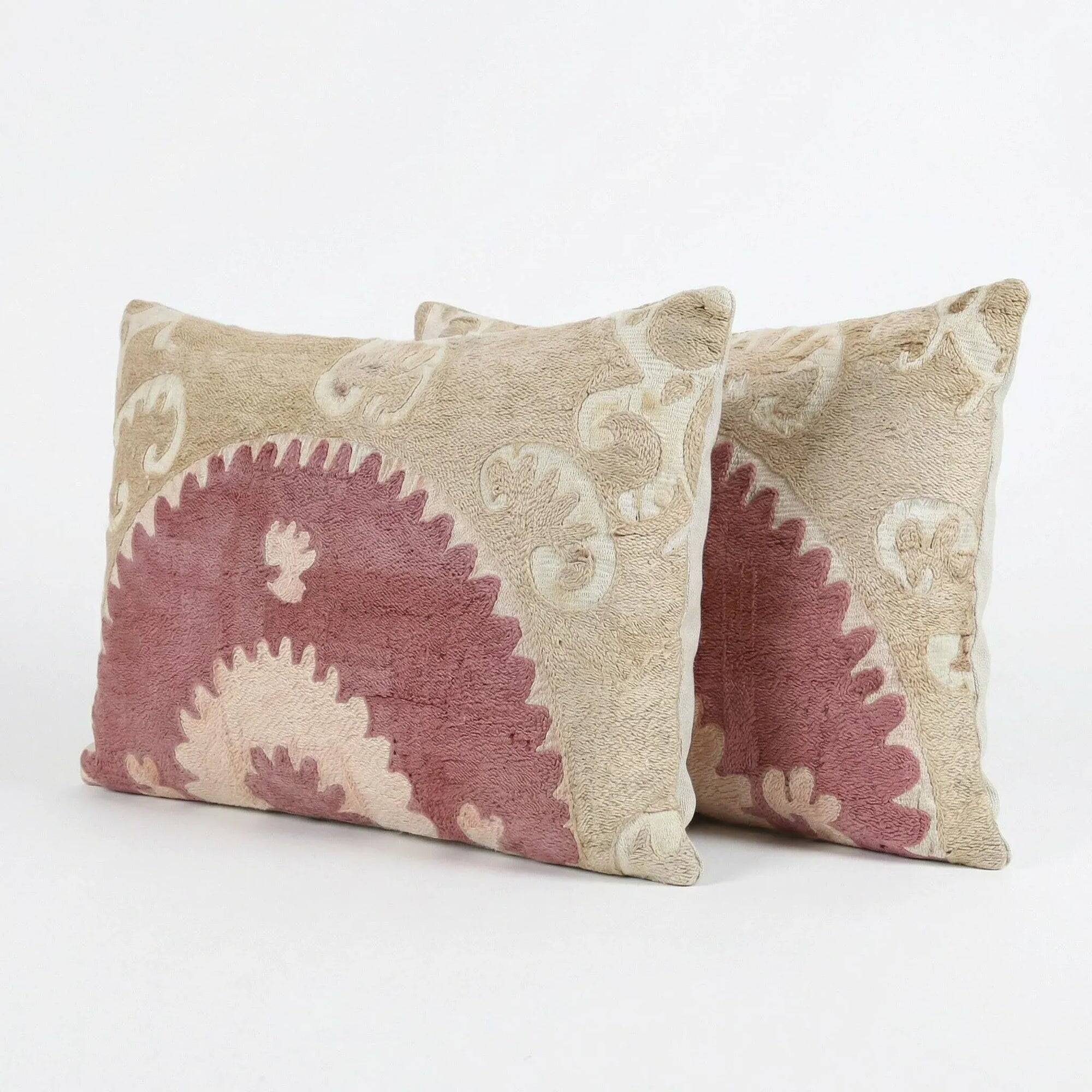 Set of 2 vintage embroidered cushion covers 36x56 cm