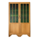 Art Deco wardrobe in oak and green cathedral glass - 1930s