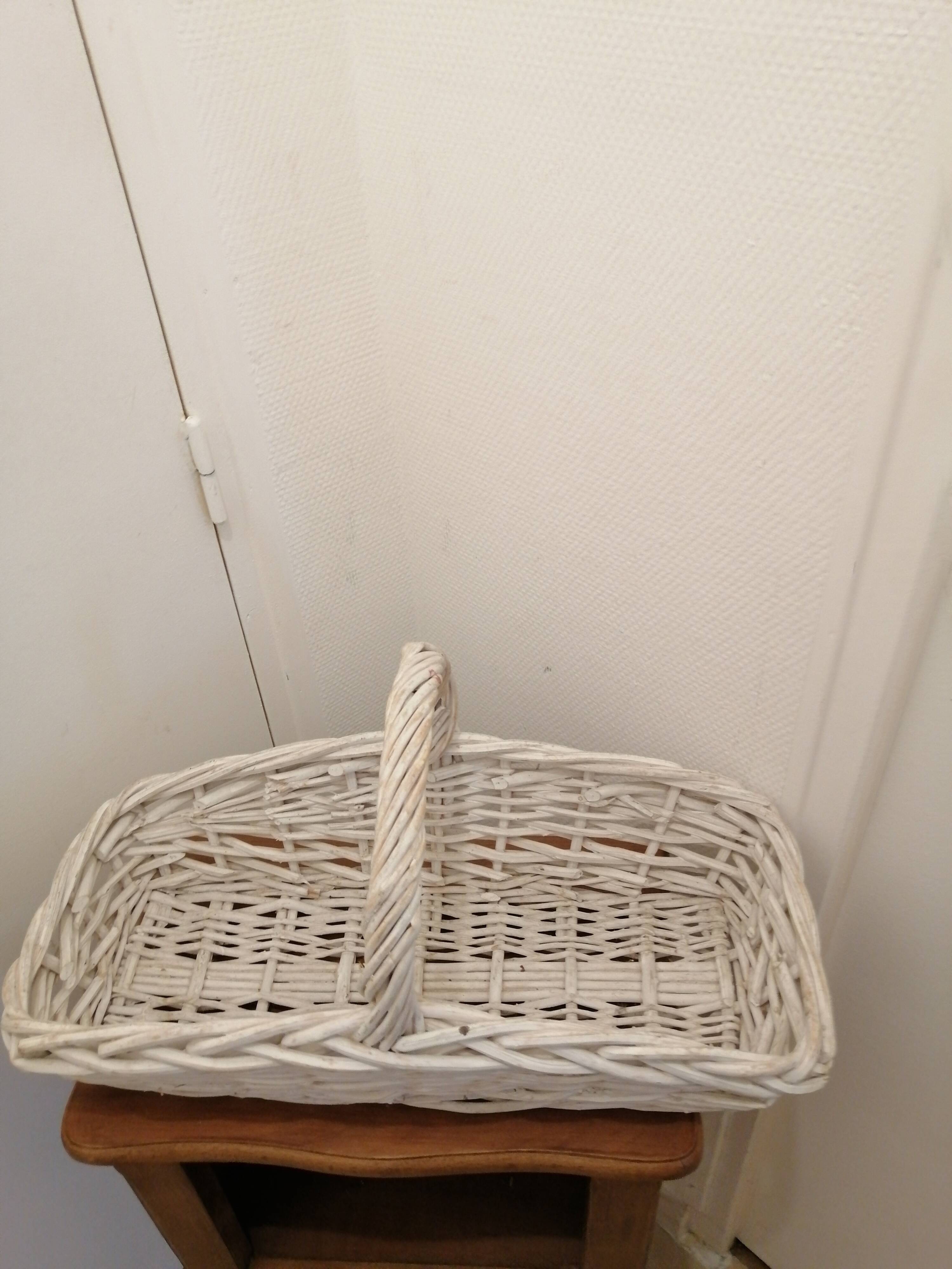 Vintage white wicker basket for flowers or others