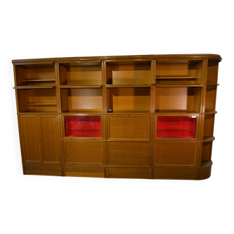 Modular furniture set by Martin Dupuis in light oak, 1960