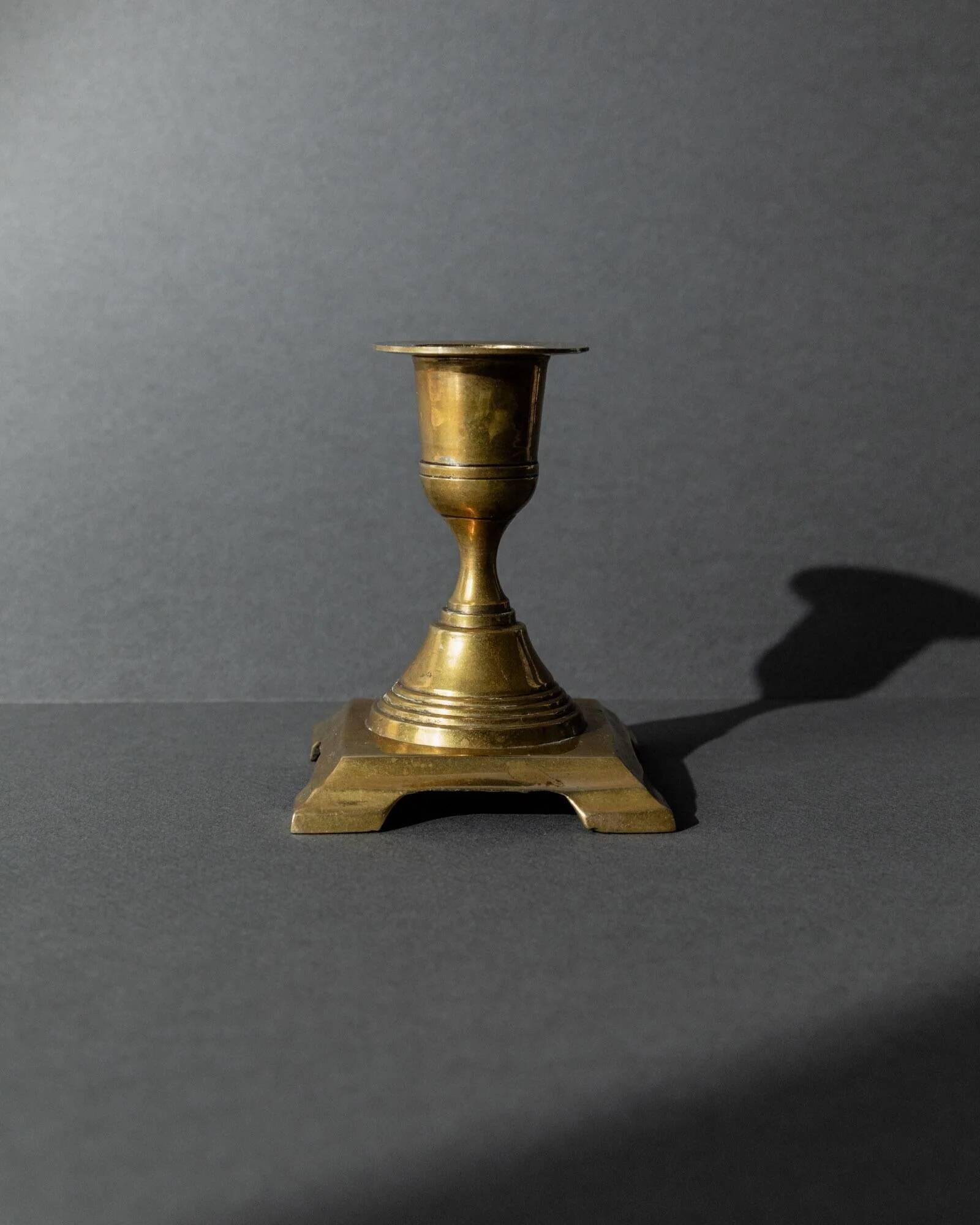 Lot of 3 vintage brass candlesticks from the 1940s, various shapes, classic antique design, retro table decoration, elegant gift idea.