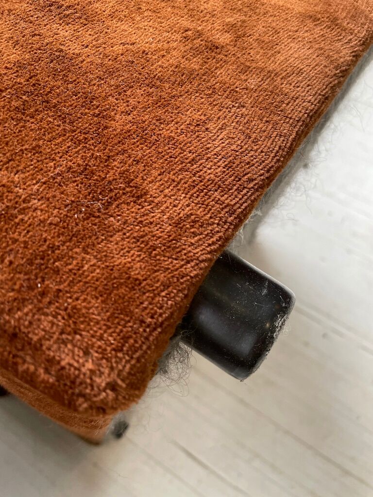 Pair 70s brown velvet armchairs