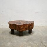 Vintage brutalist coffee table in solid wood